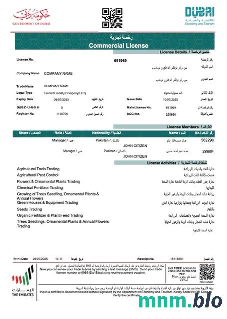 UAE Dubai Commercial license Word i szablon PDF, version 2